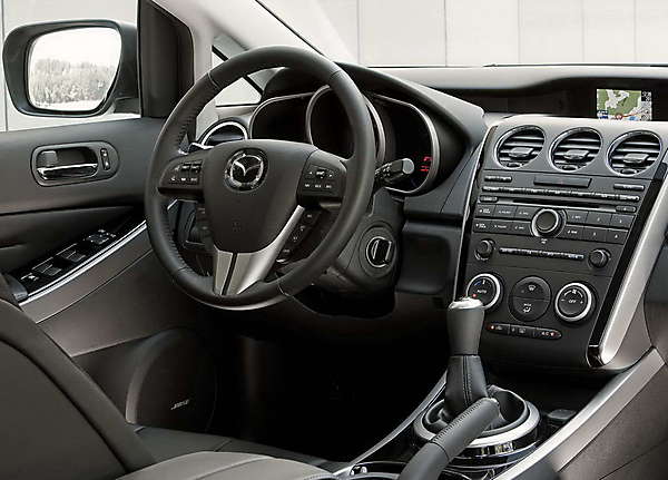 Cockpit area of the 2012 Mazda CX-7.