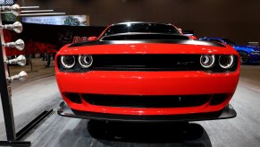 A red 2018 Dodge Challenger SRT Demon is on display at the 110th-annual Chicago Auto Show at McCormick Place in Chicago, Illinois on February 9, 2018.