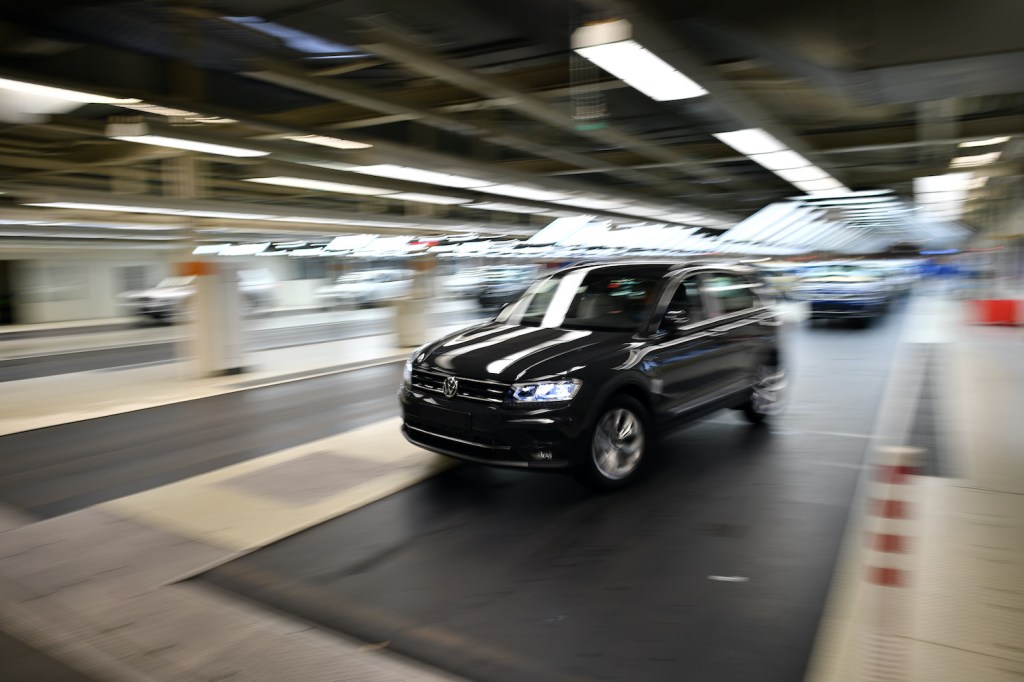 2018 Volkswagen Tiguan driving off the assembly line