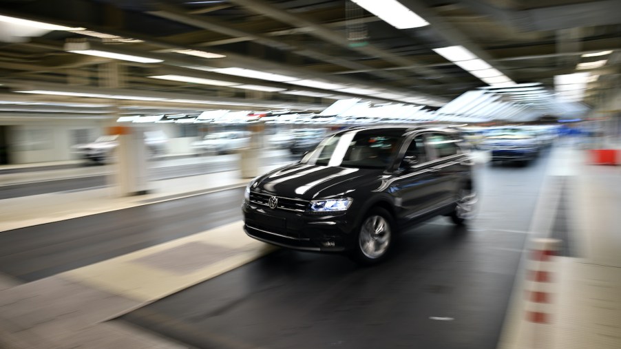 2018 Volkswagen Tiguan driving off the assembly line