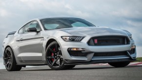 A silver-gray 2020 Ford Shelby Mustang GT350R