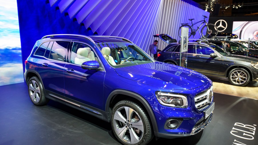 Mercedes-Benz GLB Class subcompact crossover SUV car on display at Brussels Expo on January 9, 2020, in Brussels, Belgium.