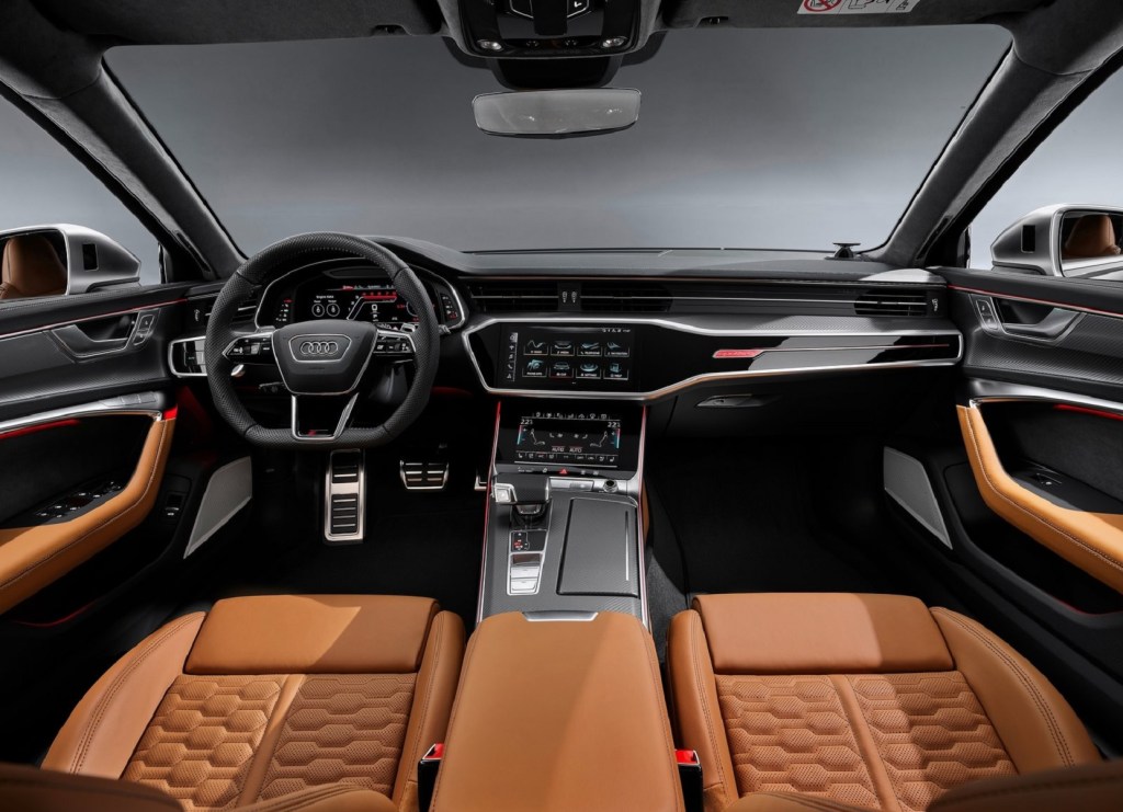 The 2021 Audi RS6 Avant's black-and-tan interior