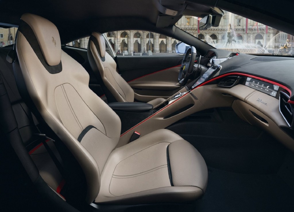 A side view of the 2021 Ferrari Roma's interior