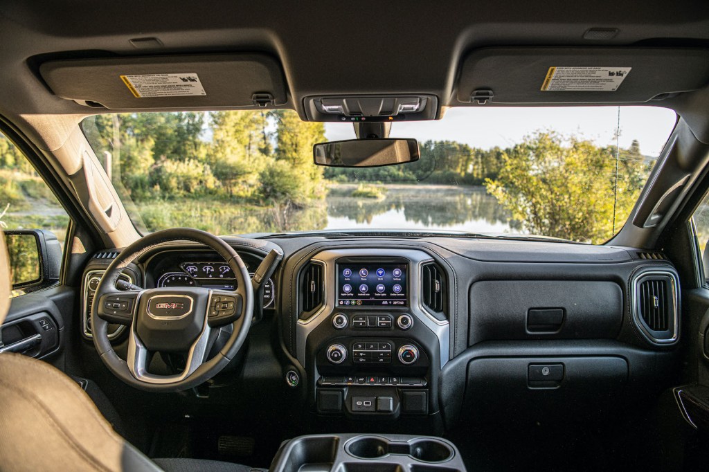 The interior of the 2021 GMC Sierra