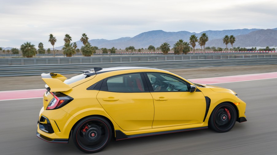 A bright-yellow 2021 Honda Civic Type R Limited Edition