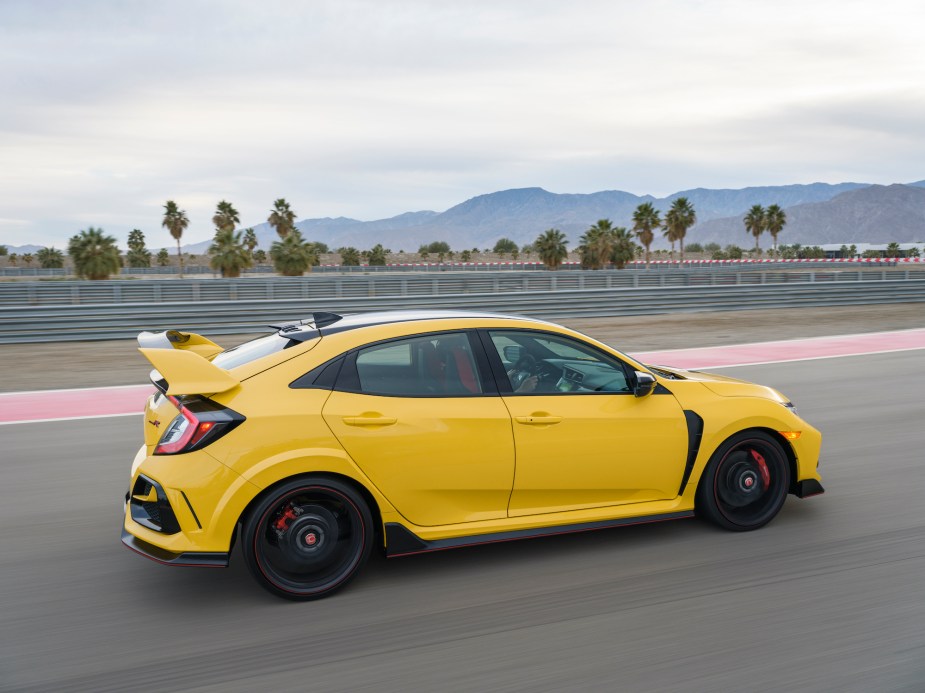 A bright-yellow 2021 Honda Civic Type R Limited Edition