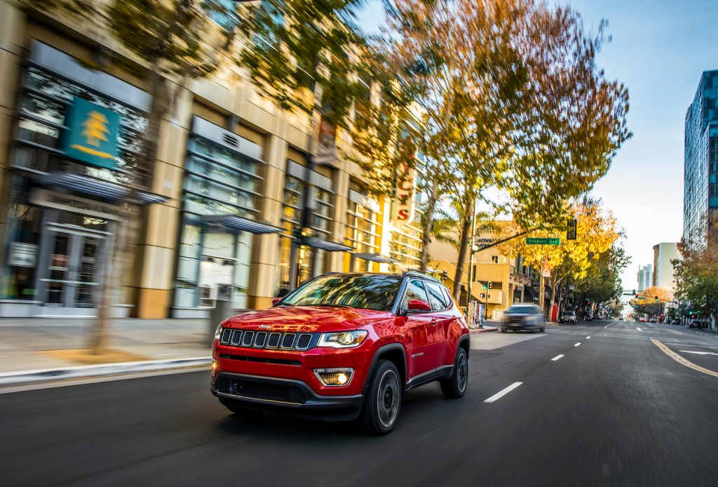 2021 Jeep Compass driving in a city area