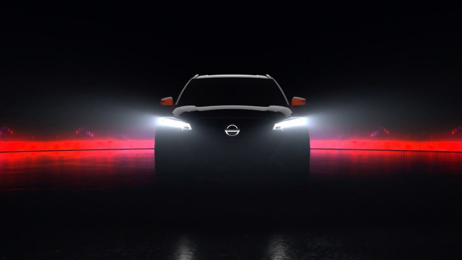 A teaser image of the upcoming 2021 Nissan Kicks.