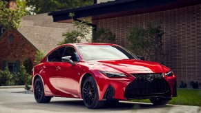 A parked 2021 Lexus IS 350 F-Sport in Infrared