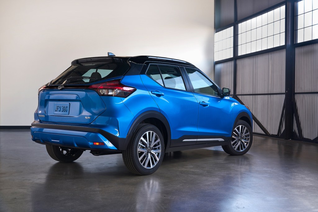 An image of the 2021 Nissan Kicks in-studio showing its new design cues.