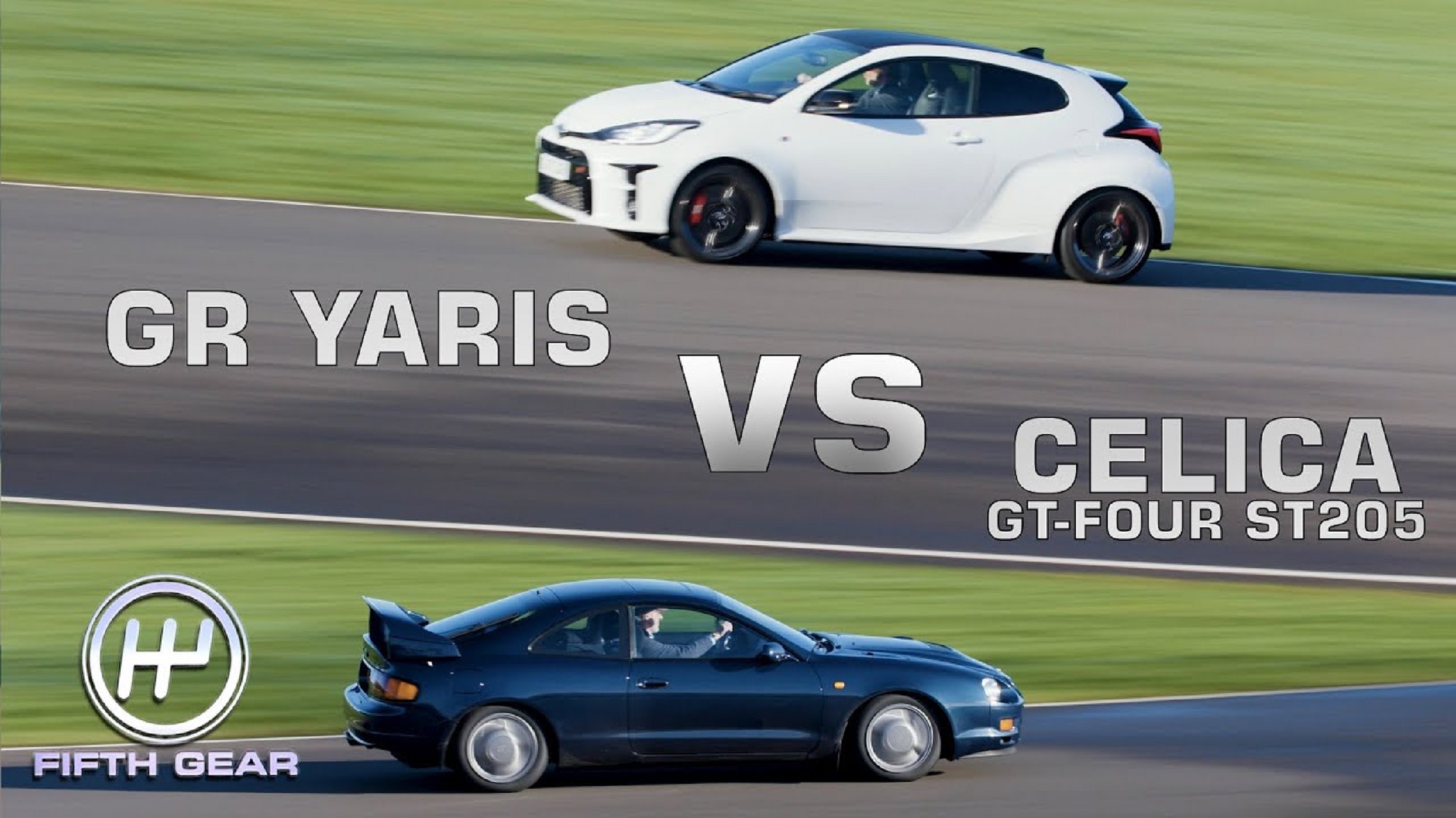 A white 2021 Toyota GR Yaris vs. a black ST205 Toyota Celica GT-Four