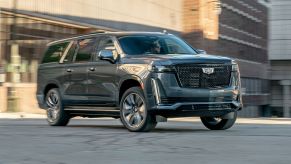 2021 Cadillac Escalade driving on street