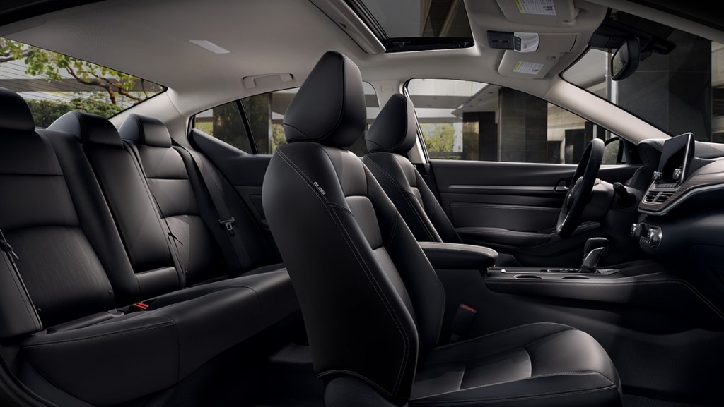 Side interior view of the 2021 Nissan Altima Platinum Edition model.