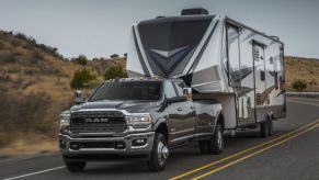 2021 Ram 3500 towing an RV