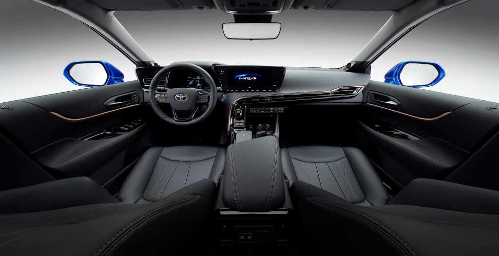 A digital image of a 2021 Toyota Mirai in studio.