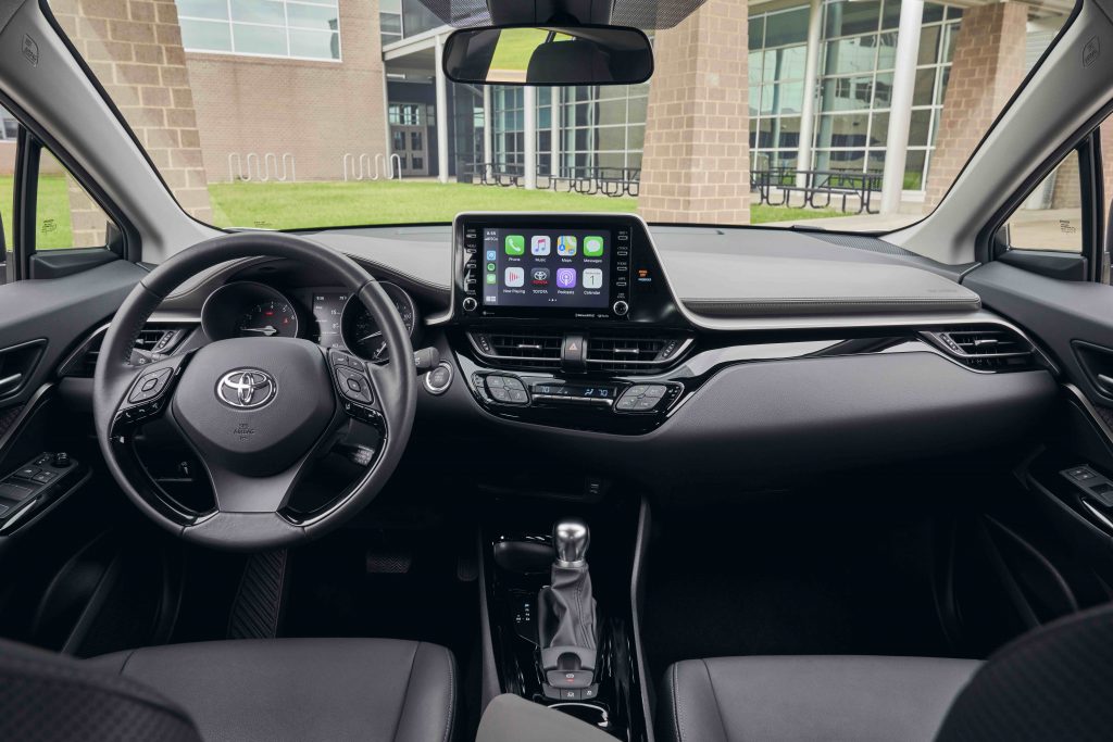 A 2021 Toyota C-HR interior with leather.