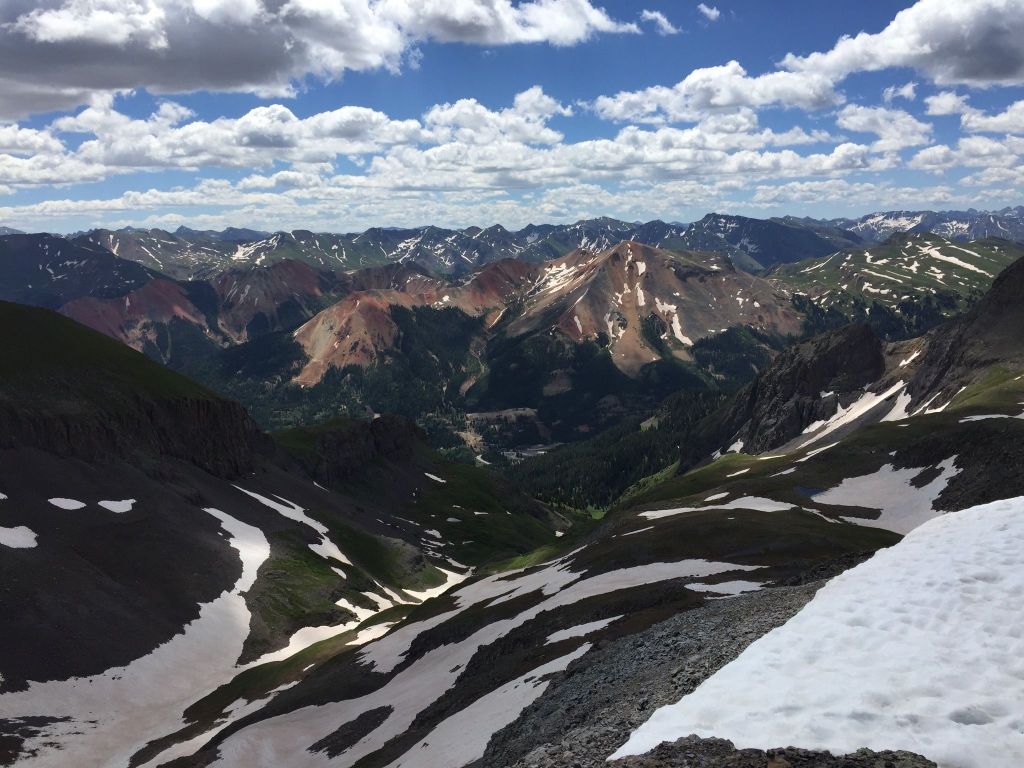 a breathtaking Mountain View from Imogene Pass a strikingly pretty off-road trail in the mountains near Telluride Colorado, perfect for your 4x4 vehicle