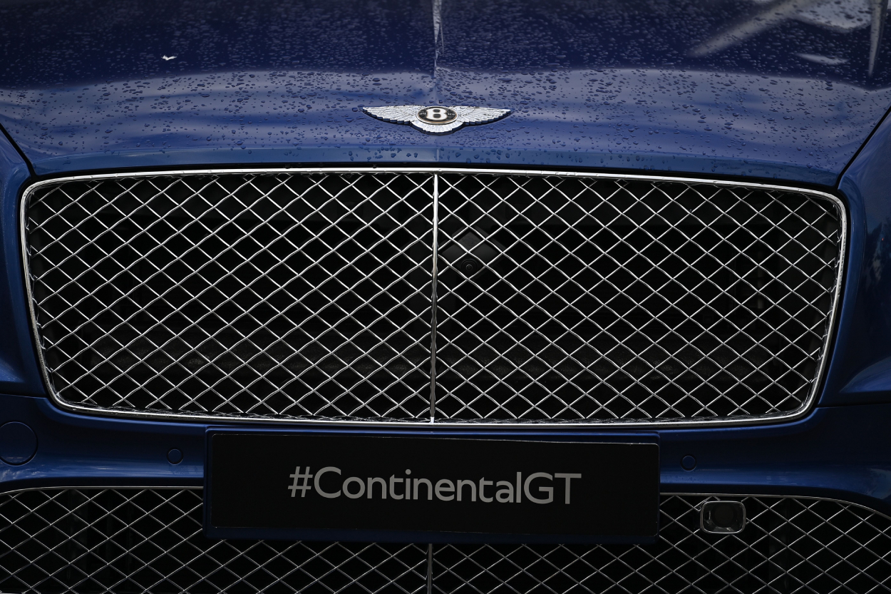 The front grille of a Bentley Continental GT
