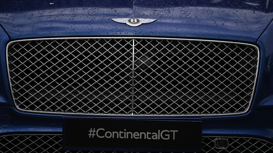 The front grille of a Bentley Continental GT
