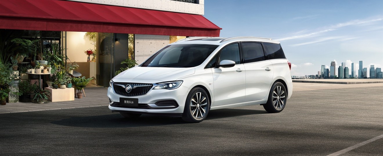 The Buick GL6 parked outside. This model is sold only in China