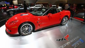 A Chevrolet Corvette ZR1 is presented during the Paris Motor Show on October 2, 2008