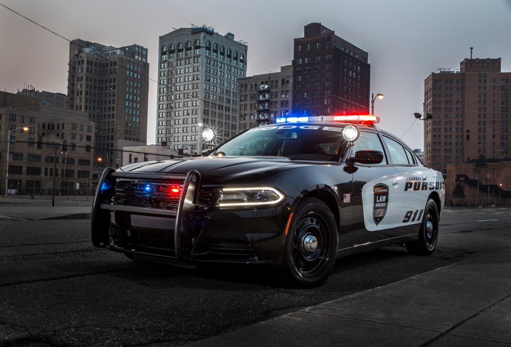 An image of a Dodge Charger Pursuit in a city.