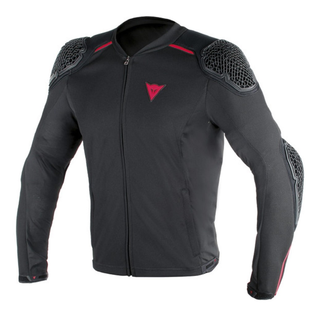 A black Dainese Pro-Armor motorcycle jacket
