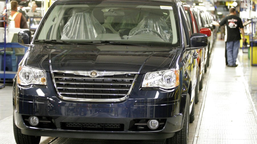 2008 Chrysler Town & Country and Dodge Caravan minivans go through final assembly and inspection at the Windsor Assembly Plant August 21, 2007, in Windsor, Ontario, Canada.