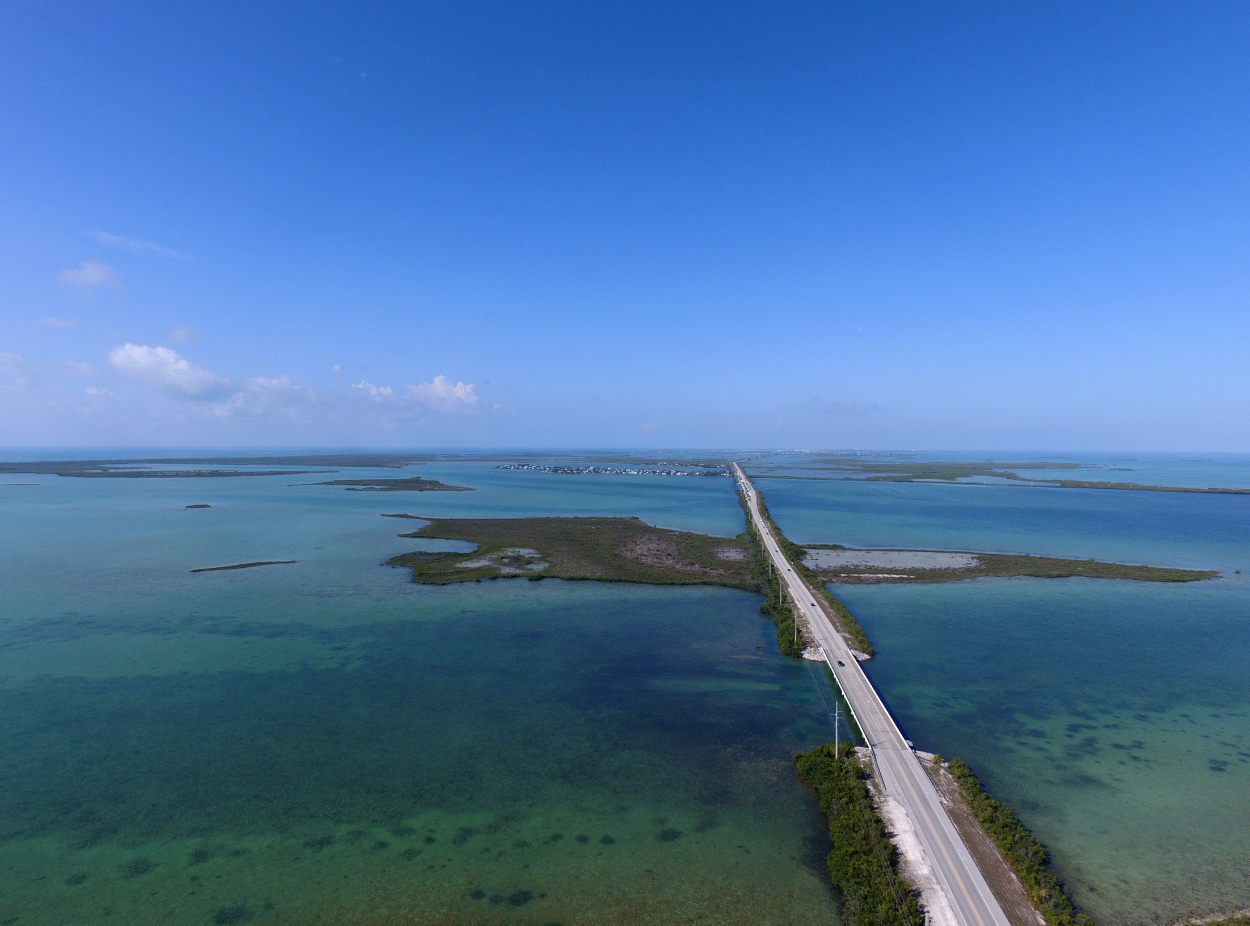 The Florida Overseas Highway seen from an aerial view