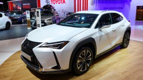 Lexus UX 250h compact crossover hybrid SUV on display at Brussels Expo