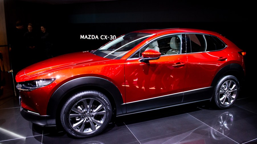 Mazda CX-30 is displayed during the second press day at the 89th Geneva International Motor Show on March 5, 2019, in Geneva, Switzerland.