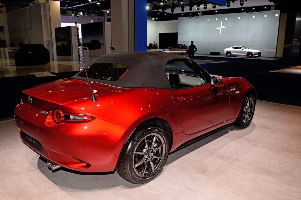 The Mazda MX-5 on display at the Brussels Motor Show