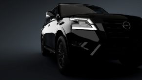 The new Midnight Edition Package, available on Nissan Armada SL, includes black exterior logos, black painted mirrors (heated, power adjust and fold, auto-dimming, reverse linked with puddle lights and LED turn signals), black painted roof rails, rear LED lamps with black paint finisher, black painted grille, and black painted front and rear skid plates.