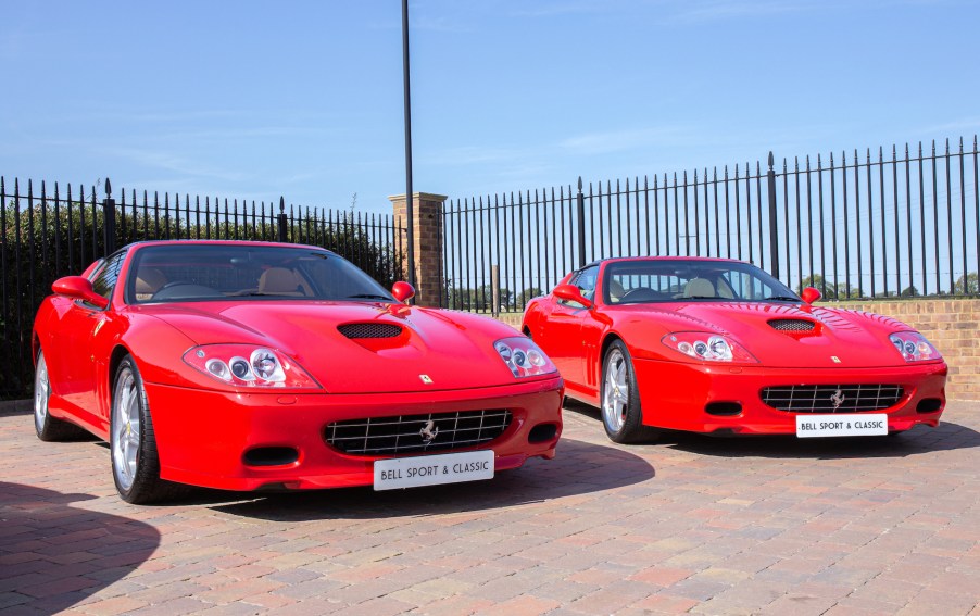 The Ferrari 575 Superamerica seen at Bell Sport and Classic in St. Albans, Hertfordshire, on September 13, 2020.