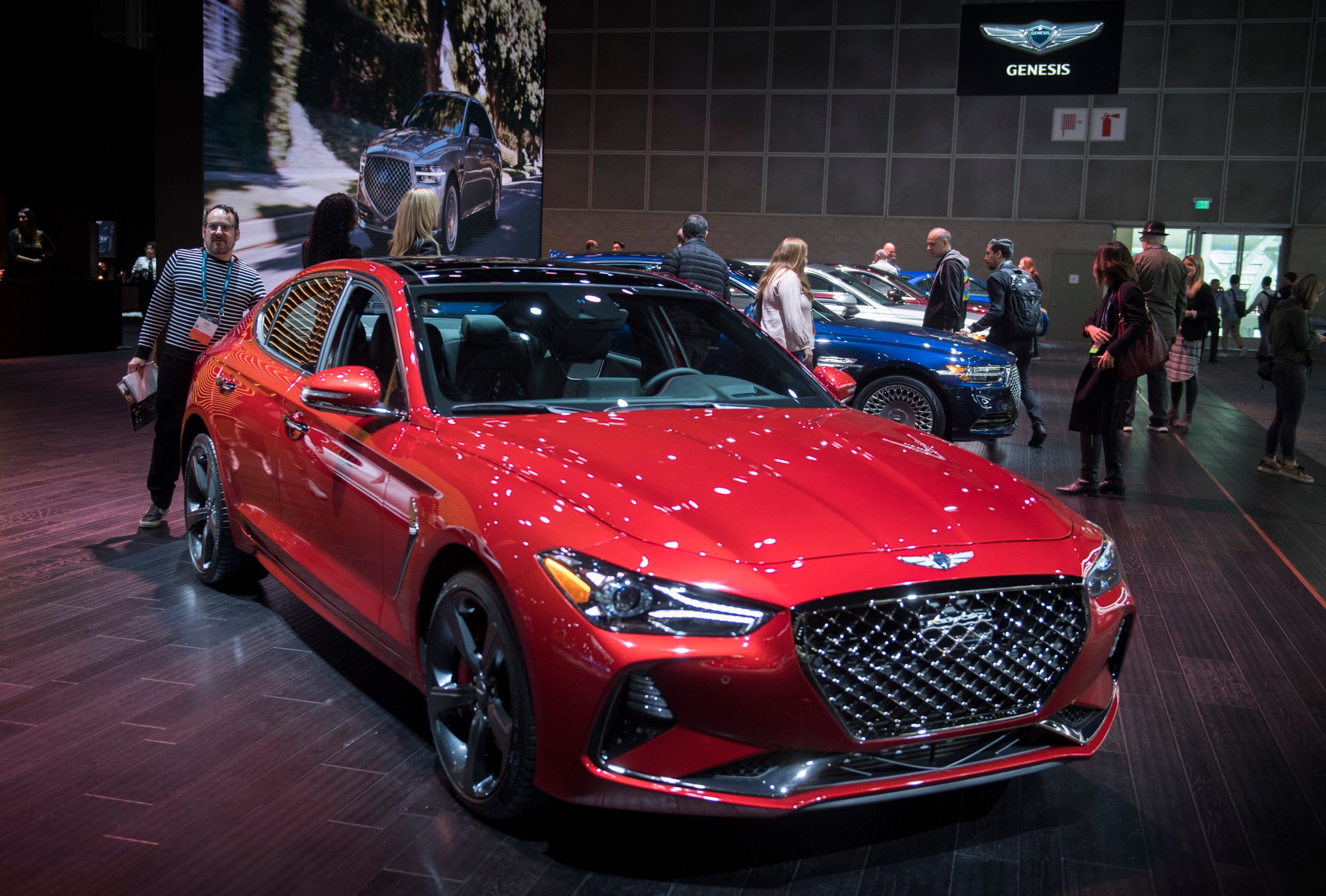 A Genesis G70 on display at an auto show