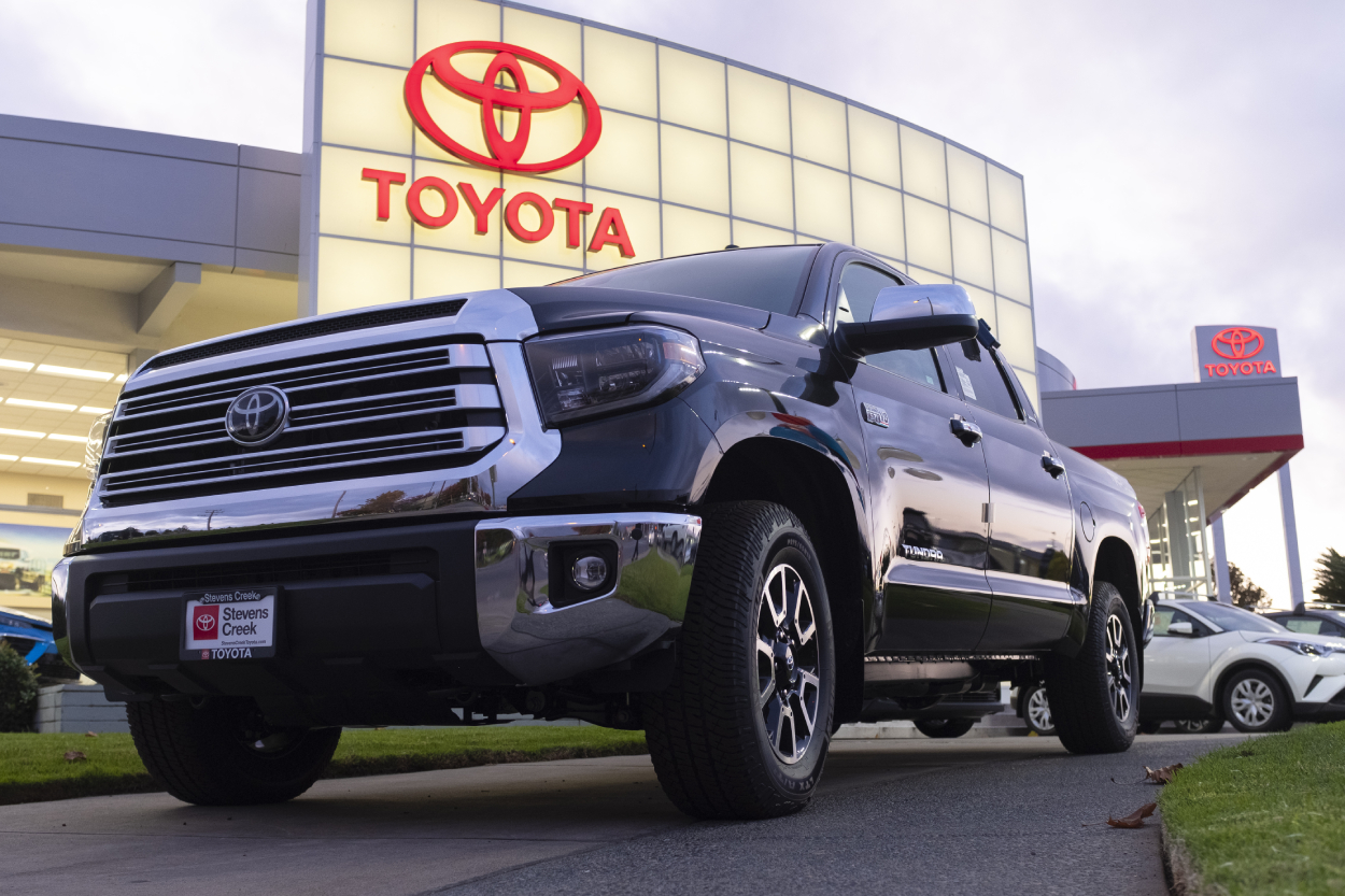 A Toyota Tundra on display at a dealership