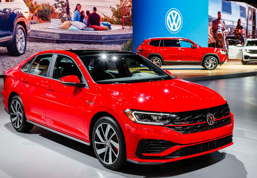 The 2021 Volkswagen Jetta GLI is displayed at the 2020 Chicago Auto Show Media Preview