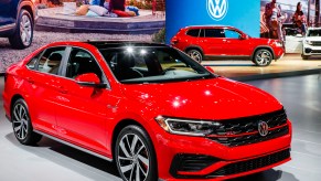 The 2021 Volkswagen Jetta GLI is displayed at the 2020 Chicago Auto Show Media Preview