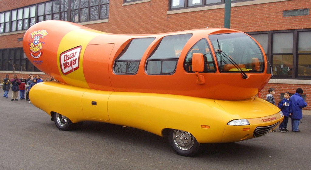 An Oscar Mayer Wienermobile on display