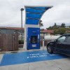 Pump with logos is visible at True Zero hydrogen fuel cell filling station in Marin County, Mill Valley, California, August 16, 2020.