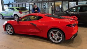 An image of a Chevy Corvette C8 at a dealership.
