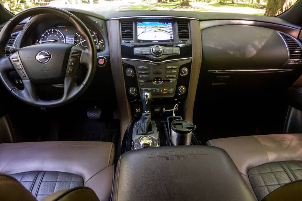 Front seats of the 2019 Armada with leather.