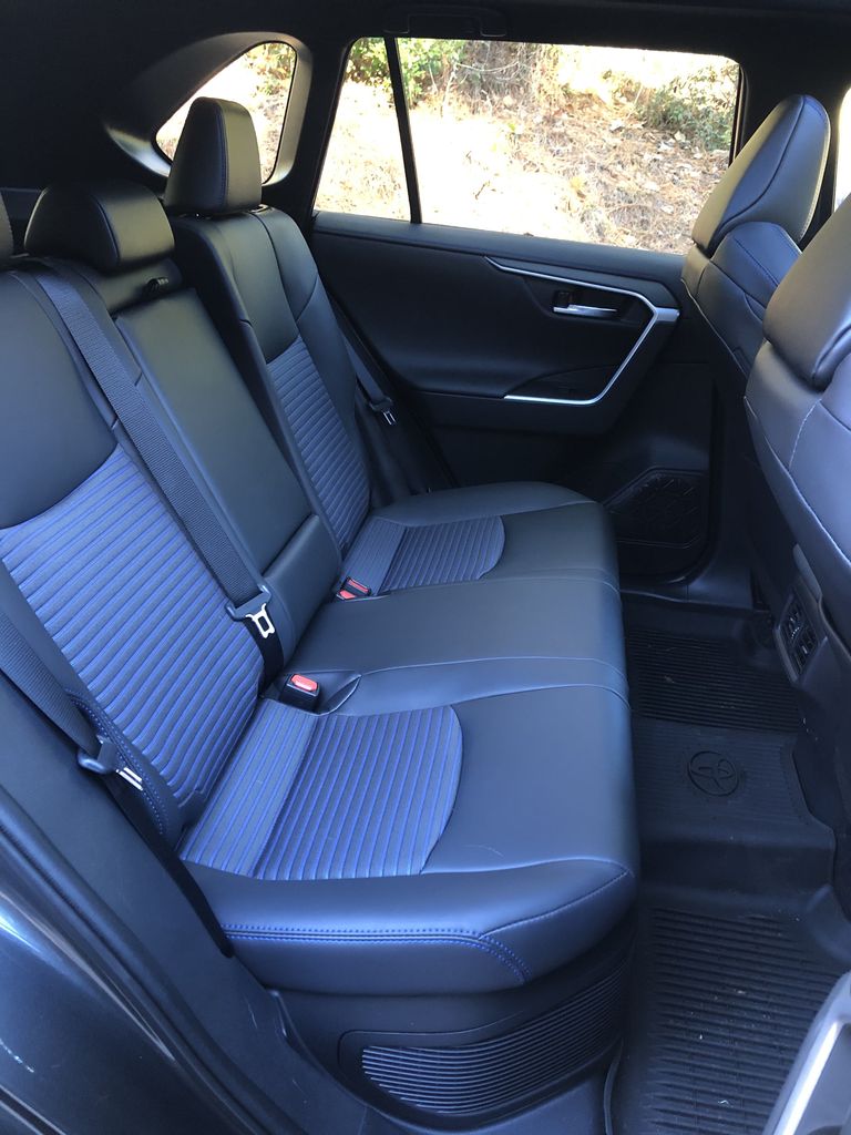 Back row of the 2021 Toyota RAV4 Hybrid with faux leather 