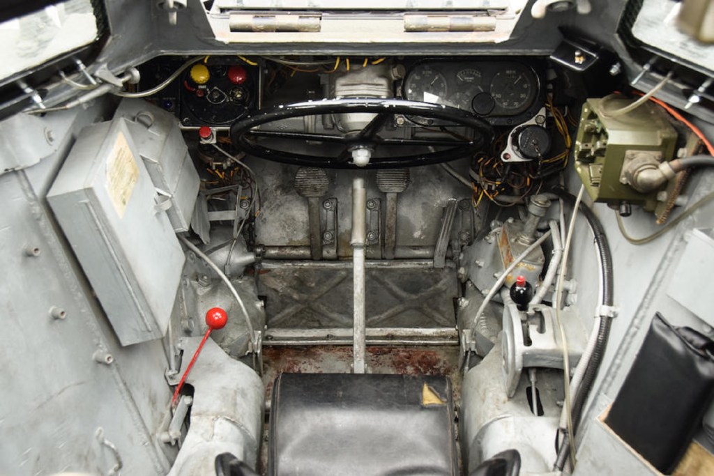 The driver's seat of a 1958 Daimler Ferret scout car