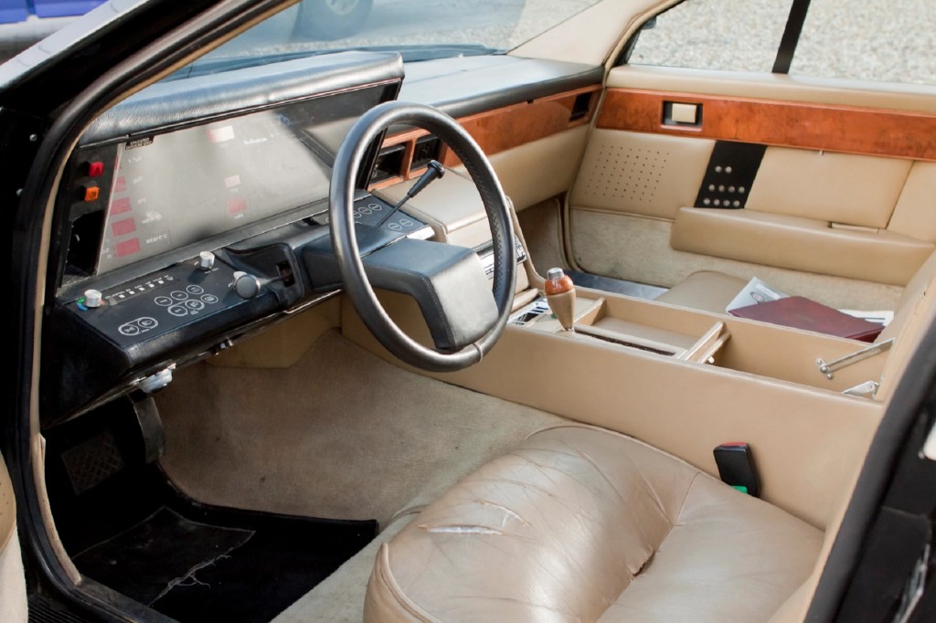 The lan-leather interior of a 1981 Aston Martin Lagonda