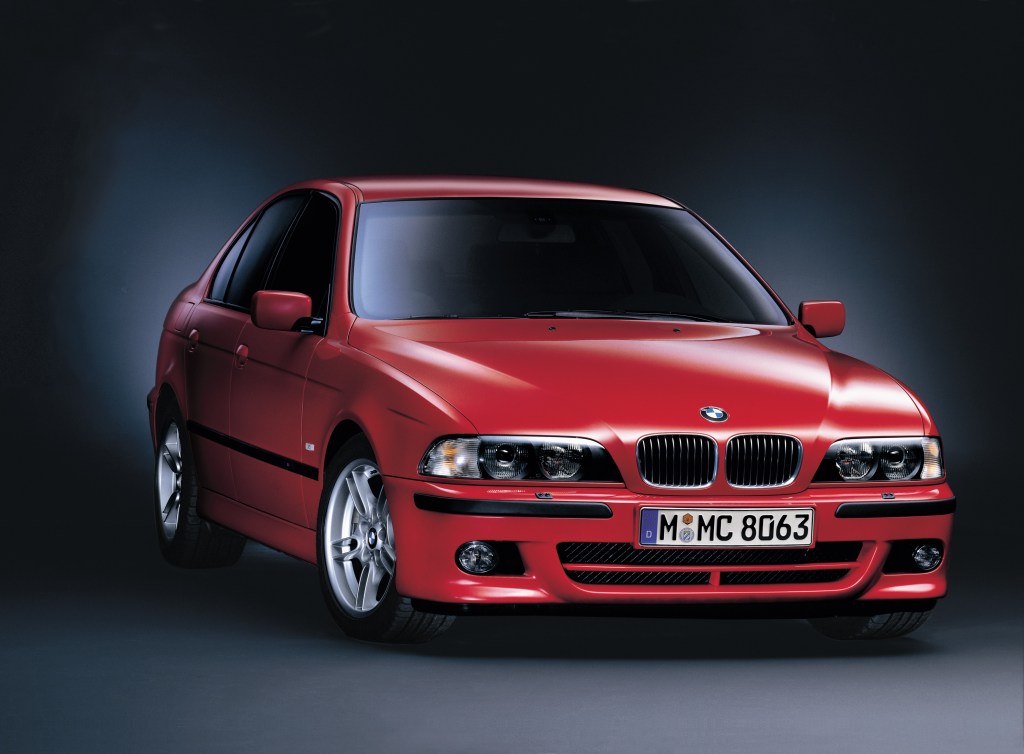 A red 2001 BMW 540i with M-Sport Package