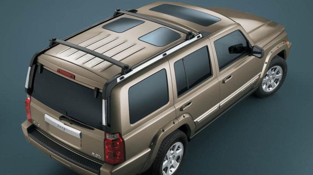 A rear overhead view of the Jeep Commander shows the sunroofs.