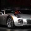 A silver 2009 Pontiac Solstice Coupe is unveiled on March 19, 2008, at the New York International Auto Show.