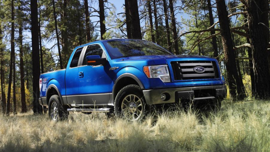 The 2010 Ford F-150 off-roading in a field